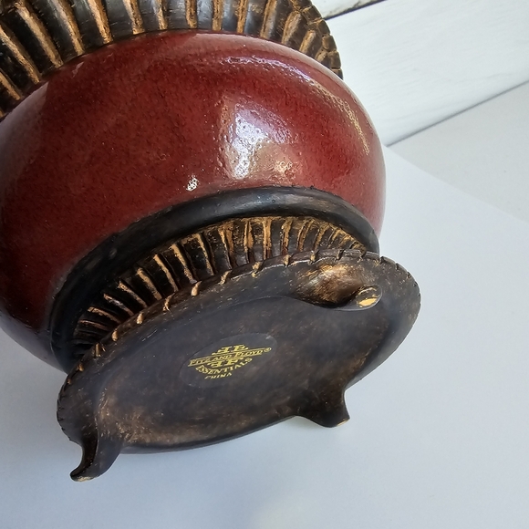 FITZ & FLOYD CLASSICS SANG DE BOEUF CONSOLE FOOTED CANDLE HOLDER OXBLOOD COLOR 2 - Picture 9 of 10